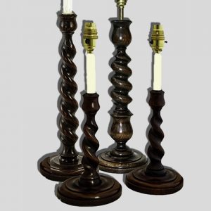 17thC style twist wooden lamps